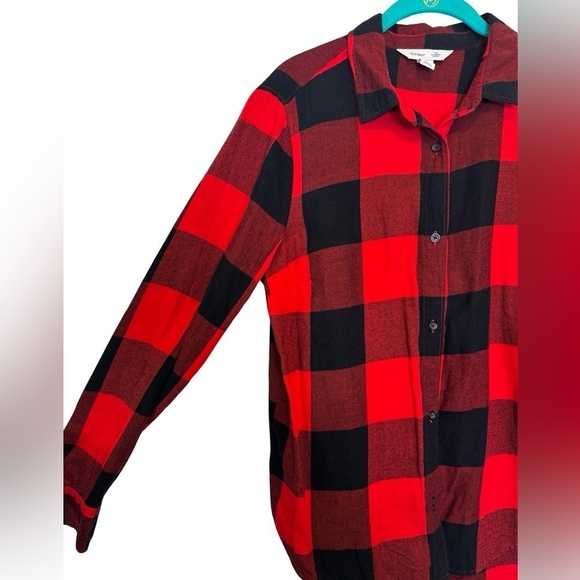 Old Navy The Classic Shirt Button Up Buffalo Plaid Black and Red Mens Size L - Picture 7 of 12